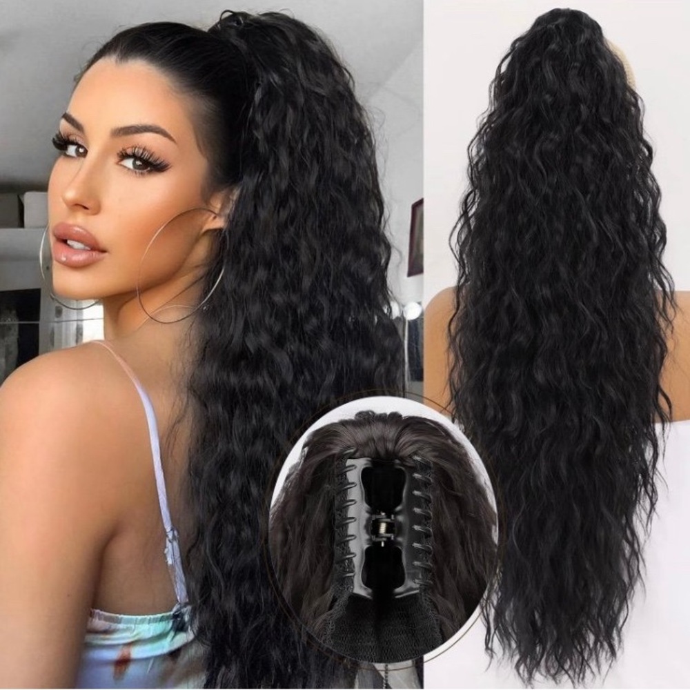 Claw Clip On Ponytail - Medium Brown in 30” length - Picture 5 of 6